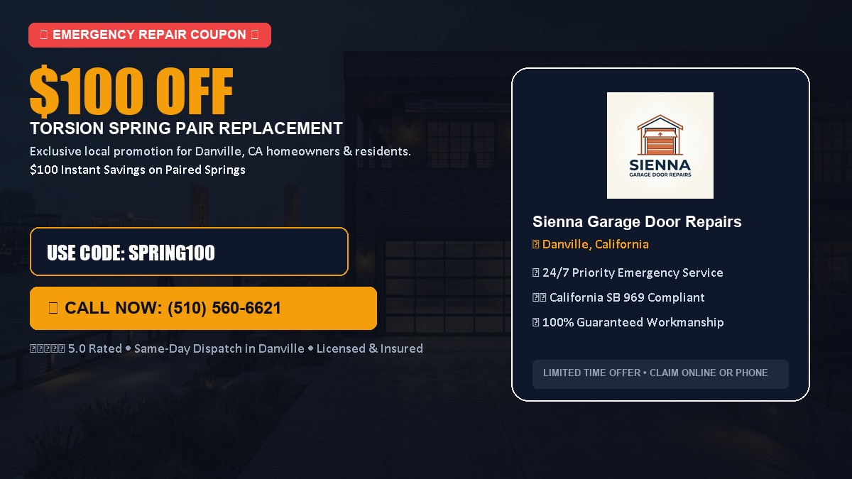 $100 OFF Heavy-Duty Torsion Spring Pair Replacement in Danville, CA